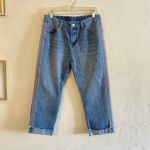 Hayden LA Medium Wash Tuxedo Stripe Ankle Jeans Medium